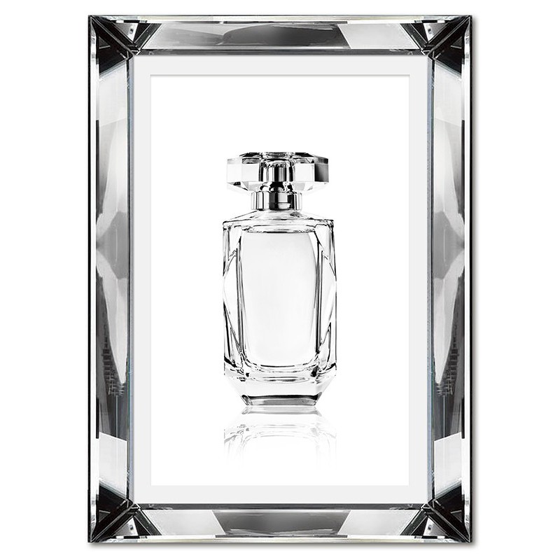  Obraz w lustrzanej ramie do salonu glamour perfumy w szklanej butelce 31x41cm