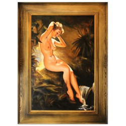  Obraz ręcznie malowany na płótnie 76x96cm kobieta nad potokiem