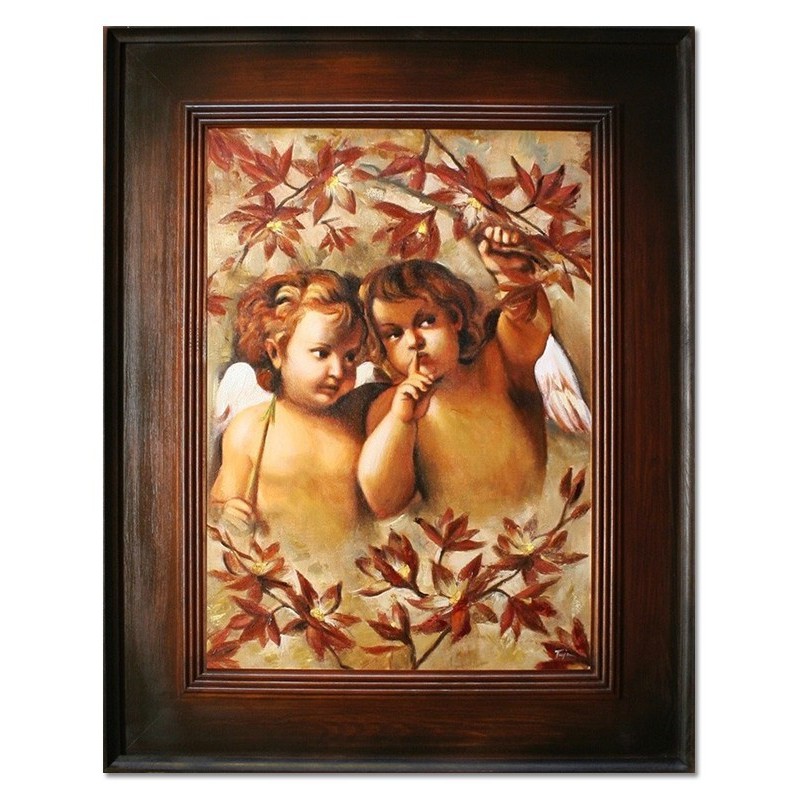  Obraz z Aniołkami przytulonymi 76x96 obraz malowany na płótnie w ramie