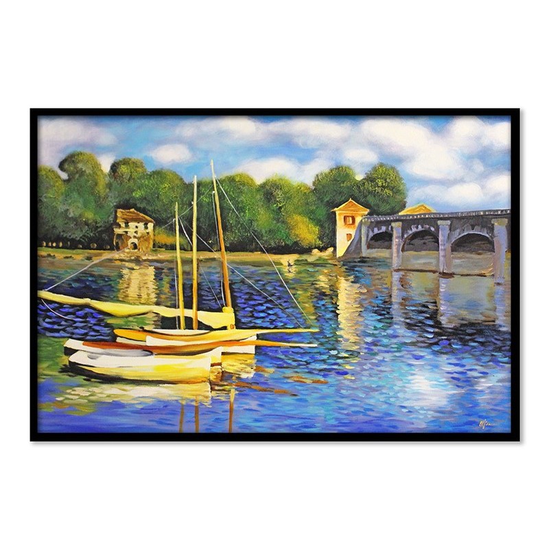  Obraz olejny ręcznie malowany Claude Monet Most w Argenteuil kopia 63x93cm