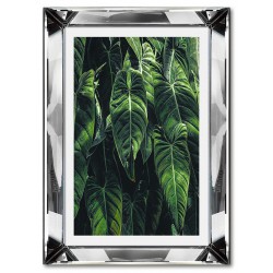  Obraz w lustrzanej ramie do salonu tropikalne zielone liście 31x41cm