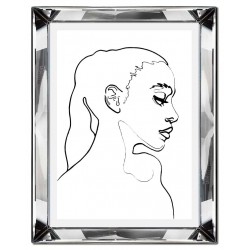  Obraz w lustrzanej ramie do salonu linearny smutna kobieta 41x51cm