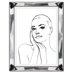  Obraz w lustrzanej ramie do salonu linearny kobieta w zadumie 41x51cm