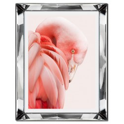  Obraz w lustrzanej ramie do salonu różowy pelikan 41x51cm