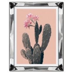  Obraz w lustrzanej ramie do salonu kwitnace kaktusy glamour 41x51cm