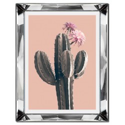  Obraz w lustrzanej ramie do salonu kwitnące kaktusy glamour 41x51cm