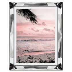  Obraz w lustrzanej ramie do salonu różowy zachód słońca na plaży 41x51cm