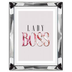  Obraz w lustrzanej ramie do salonu napis Lady Boss 41x51cm