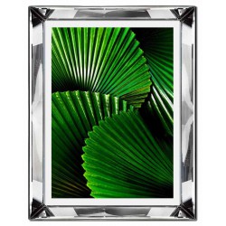  Obraz w lustrzanej ramie do salonu zielone liście wachlarze 41x51cm