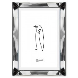 Obraz w lustrzanej ramie do salonu linearny Picasso pingwin jedna linia 31x41cm