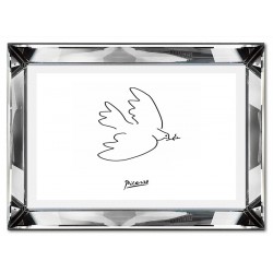  Obraz w lustrzanej ramie do salonu linearny Picasso ptak jedna linia 31x41cm