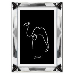  Obraz w lustrzanej ramie do salonu linearny Picasso wielbłąd jedna linia czarne tło 31x41cm