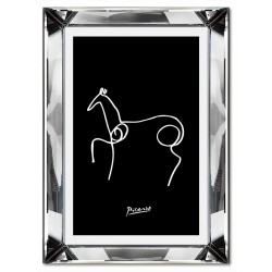  Obraz w lustrzanej ramie do salonu linearny Picasso koń jedna linia czarne tło 31x41cm