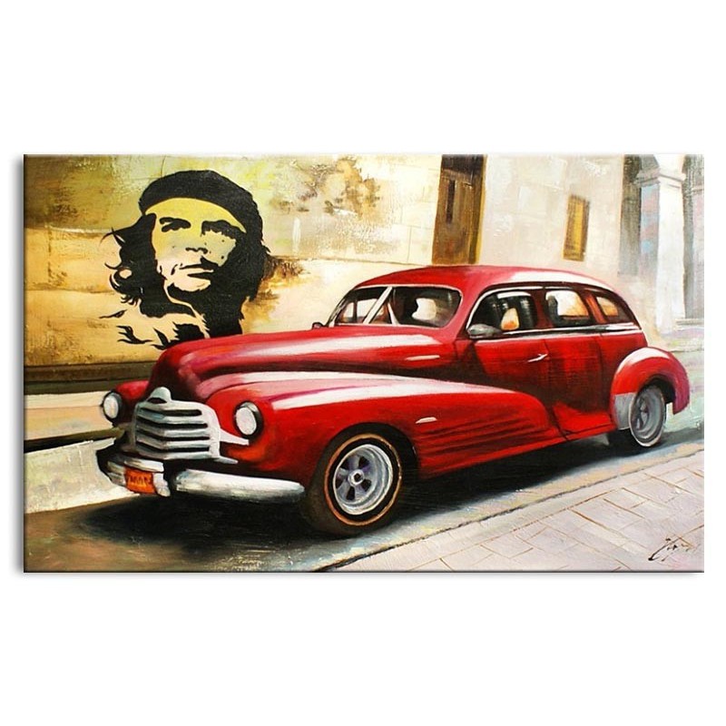  Obraz z autem czerwonym retro 200x125 obraz ręcznie malowany na płótnie