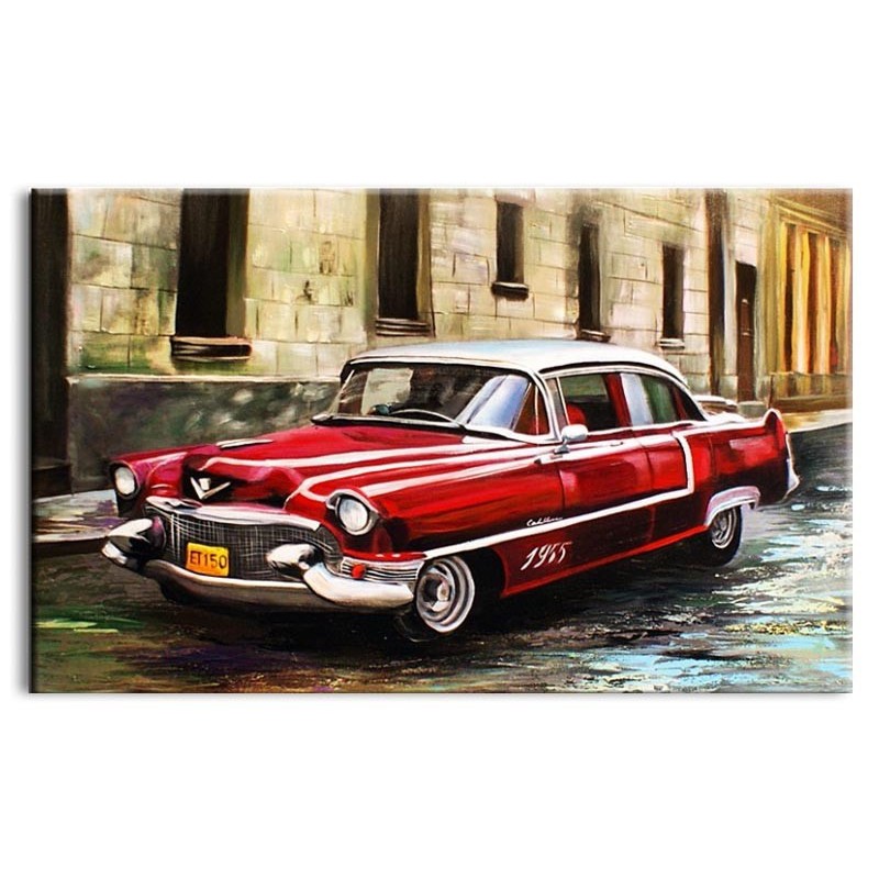  Obraz z autem czerwonym retro 200x125 obraz ręcznie malowany na płótnie