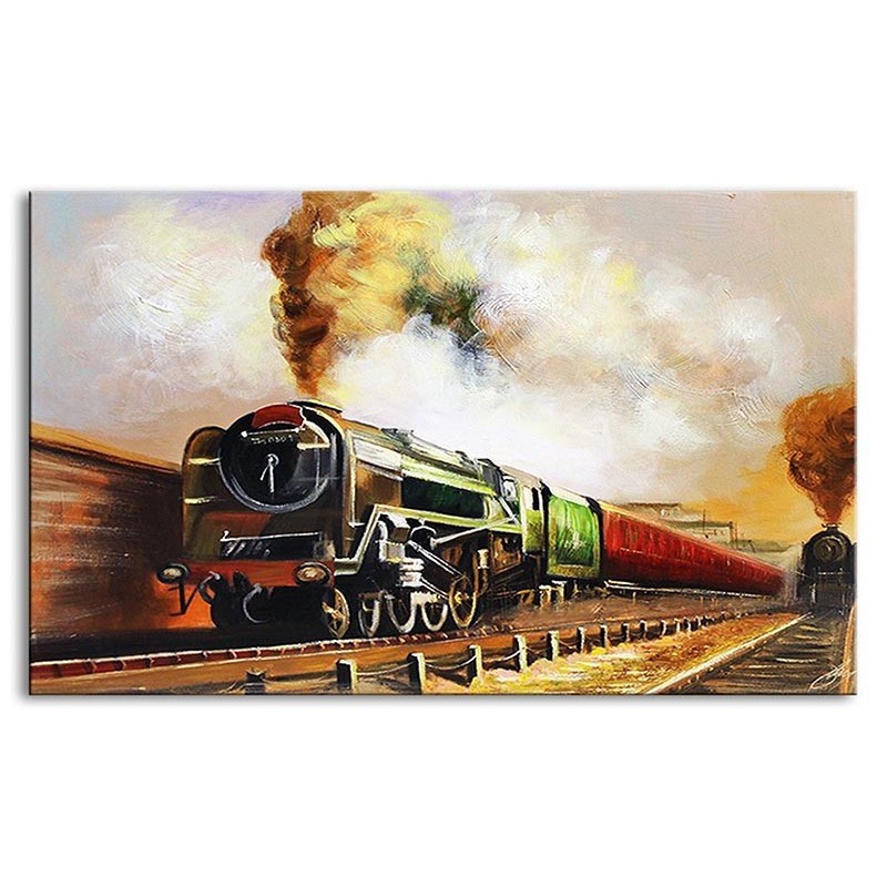  Obraz z pociągiem lokomotywa retro 200x125 obraz ręcznie malowany na płótnie