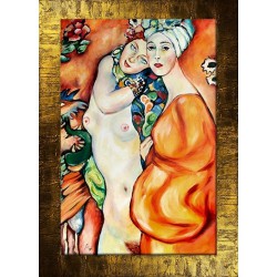  Obraz olejny ręcznie malowany 78x108cm Gustav Klimt Przyjaciółki