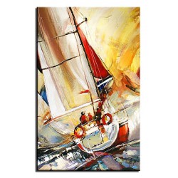  Obraz olejny ręcznie malowany statek na morzu 125x200cm