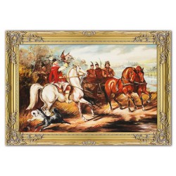  Obraz olejny ręcznie malowany Juliusz Kossak wyjazd na polowanie z sokołem kopia