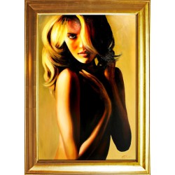  Obraz olejny ręcznie malowany na płótnie 75x105cm zalotna kobieta