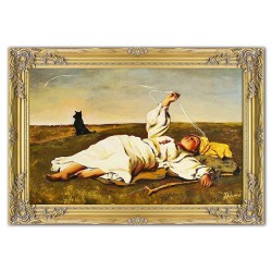  Obraz olejny ręcznie malowany na płótnie 105x75cm Józef Chełmoński Babie Lato kopia