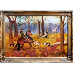  Obraz olejny ręcznie malowany Wojciech Kossak Święty Hubert na koniu kopia