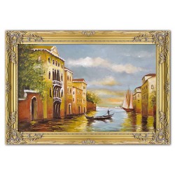  Obraz olejny ręcznie malowany 75x105cm Samotna gondola