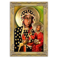  Obraz Matki Boskiej Częstochowskiej 75x105 cm obraz olejny na płótnie złota rama