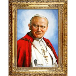  Obraz Jana Pawła II papieża 70x90 cm obraz olejny na płótnie w złotej ramie