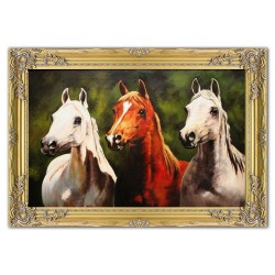  Obraz olejny ręcznie malowany 75x105cm Młode konie