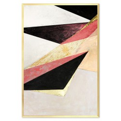  Obraz olejny ręcznie malowany 63x93cm Kompozycja z różowym trójkątem