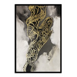  Obraz olejny ręcznie malowany 63x93cm Szary wąż
