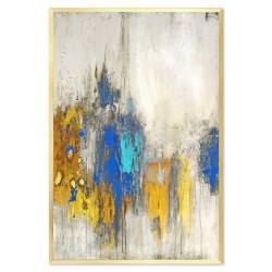  Obraz olejny ręcznie malowany 63x93cm Błękit i złoto