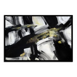  Obraz olejny ręcznie malowany 63x93cm Czarna kompozycjaa
