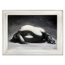  Obraz olejny ręcznie malowany na płótnie 112x82cm Akt czarno-biały