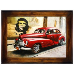  Obraz z autem czerwonym retro 82x112 obraz ręcznie malowany na płótnie