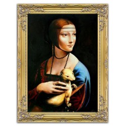  Obraz olejny ręcznie malowany na płótnie 63x83cm Leonardo da Vinci Dama z gronostajem kopia