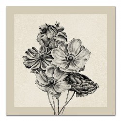  Obraz na płótnie 30x30cm kwitnące kwiaty czarno-białe