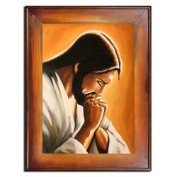  Obraz olejny ręcznie malowany z Jezusem Chrystusem podczas modlitwy obraz w ramie 82x112 cm