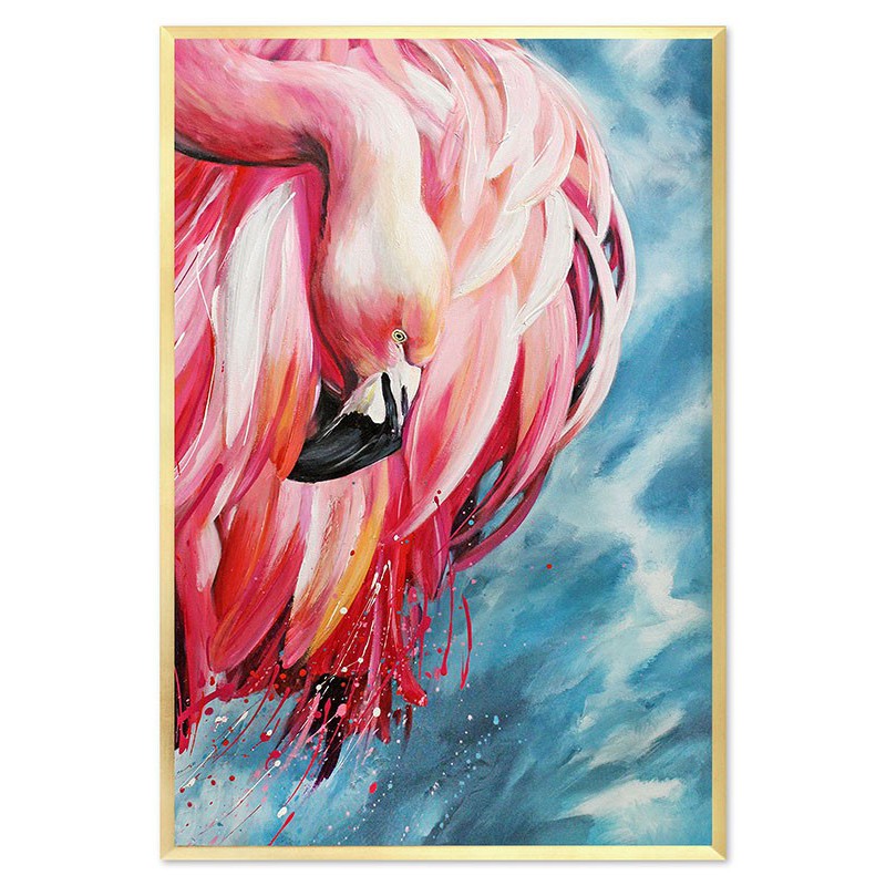  Obraz olejny ręcznie malowany flamingi 63x93cm