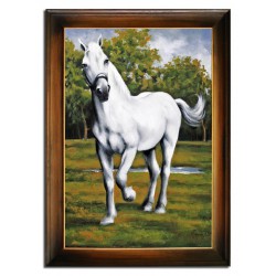  Obraz olejny ręcznie malowany 75x105cm Koń na łące