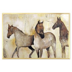  Obraz olejny ręcznie malowany 63x93cm Beżowe konie
