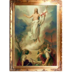  Obraz z Jezusem Zmartwychwstałym 75x105 cm obraz olejny na płótnie w złotej ramie