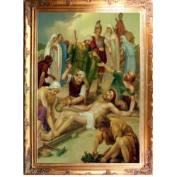  Obraz z Drogą Krzyżową 75x105 cm obraz olejny na płótnie w złotej ramie