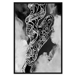  Obraz ręcznie malowany na płótnie czarno-biały 63x93cm burza