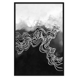  Obraz ręcznie malowany na płótnie czarno-biały 63x93cm morze