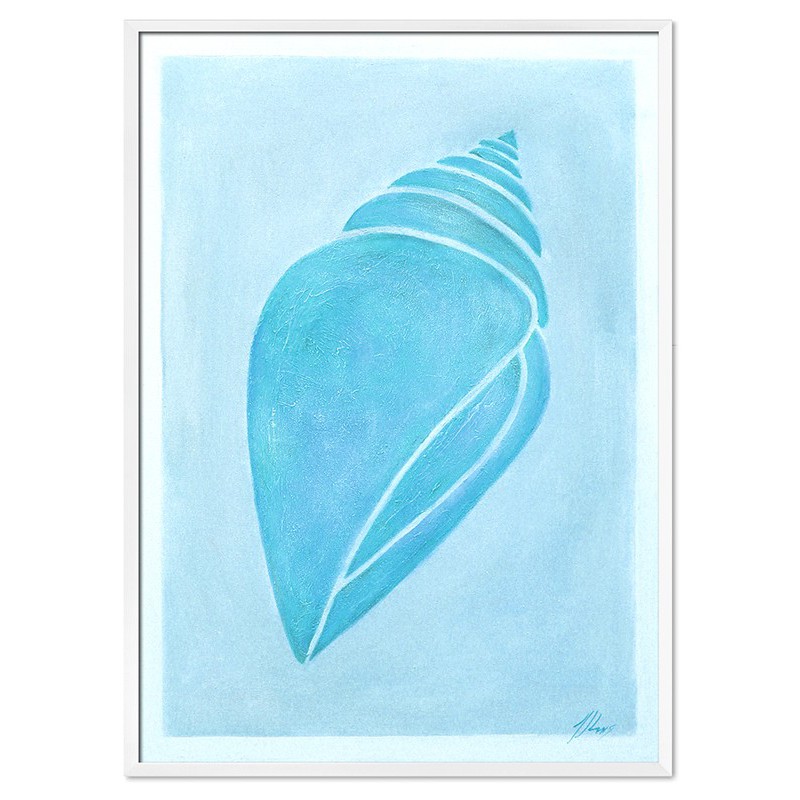 Obraz ręcznie malowany na płótnie niebieski 53x73cm muszla