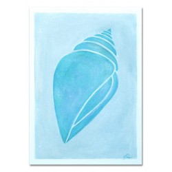  Obraz ręcznie malowany na płótnie niebieski 50x70cm muszla