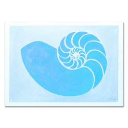  Obraz ręcznie malowany na płótnie niebieski 50x70cm muszla ślimaka