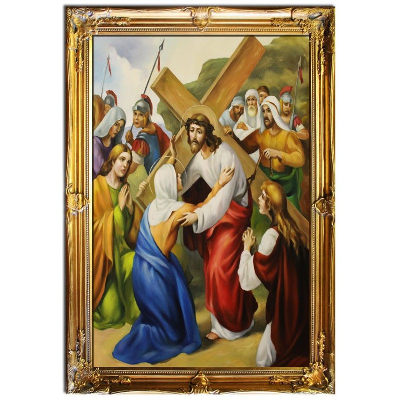  Obraz z Drogą Krzyżową Maria Magdalena 75x105 cm obraz olejny na płótnie w złotej ramie